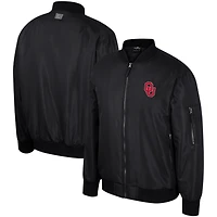 Blouson aviateur entièrement zippé Colosseum noir Oklahoma Sooners pour hommes