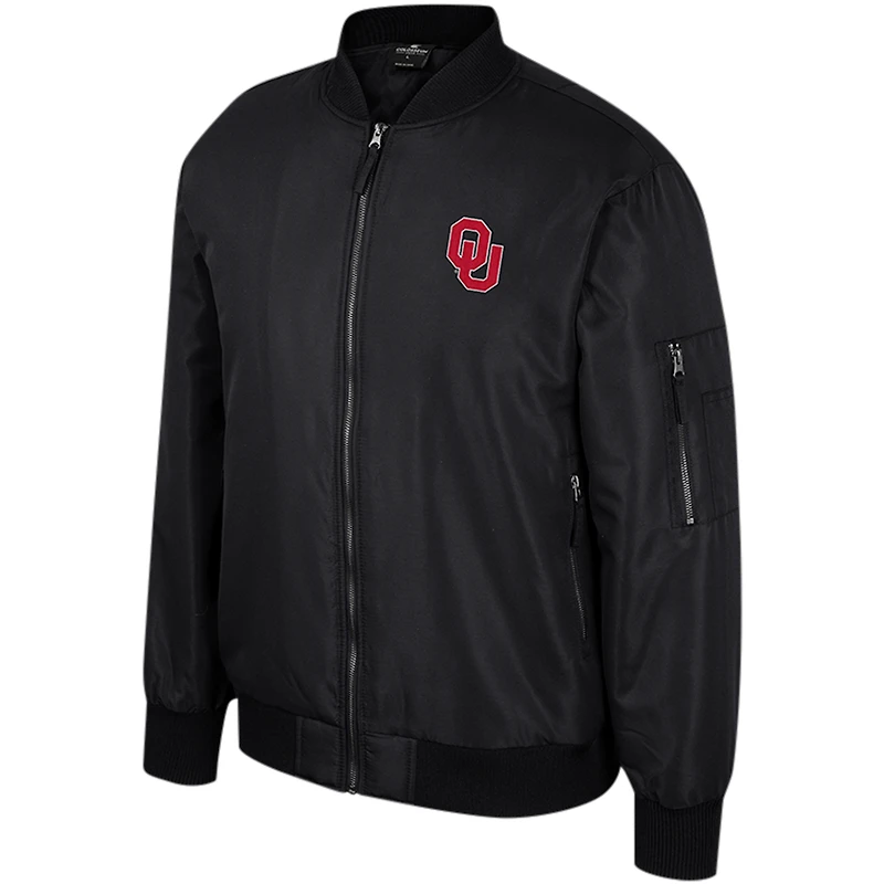 Blouson aviateur entièrement zippé Colosseum noir Oklahoma Sooners pour hommes