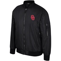 Blouson aviateur entièrement zippé Colosseum noir Oklahoma Sooners pour hommes