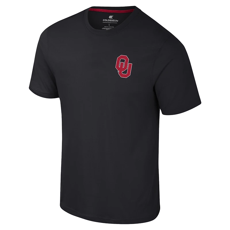 Men's Colosseum Black Oklahoma Sooners Logo Lockup 2-Hit Active Blend T-Shirt