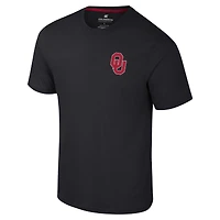Men's Colosseum Black Oklahoma Sooners Logo Lockup 2-Hit Active Blend T-Shirt