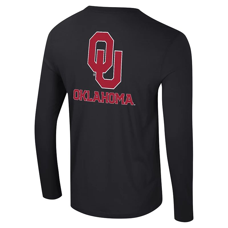 Men's Colosseum Crimson Oklahoma Sooners Logo Lockup 3-Hit Active Blend Long Sleeve T-Shirt