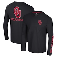 Men's Colosseum Crimson Oklahoma Sooners Logo Lockup 3-Hit Active Blend Long Sleeve T-Shirt