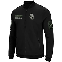 Veste entièrement zippée Colosseum noire pour hommes Oklahoma Sooners OHT Military Appreciation High-Speed ​​Bomber