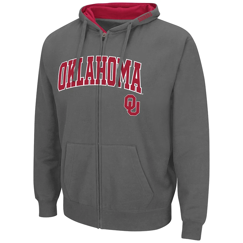 Sweat à capuche entièrement zippé Colosseum Oklahoma Sooners Arch & Team Logo 3.0 pour homme