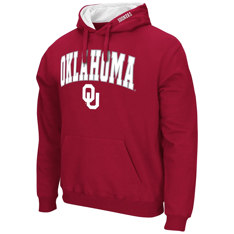 Men's Colosseum Crimson Oklahoma Sooners Arch & Logo 3.0 Pullover Hoodie