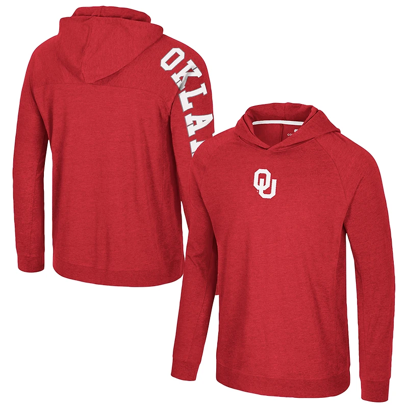 T-shirt à capuche raglan manches longues pour homme Colosseum Crimson Oklahoma Sooners de retour aux affaires