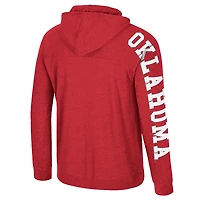Men's Colosseum Crimson Oklahoma Sooners Back Business Long Sleeve Raglan Hooded T-Shirt