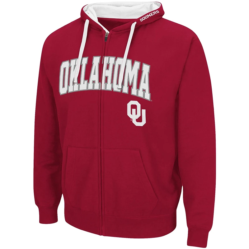 Sweat à capuche zippé Colosseum Crimson Oklahoma Sooners pour homme, grandes tailles