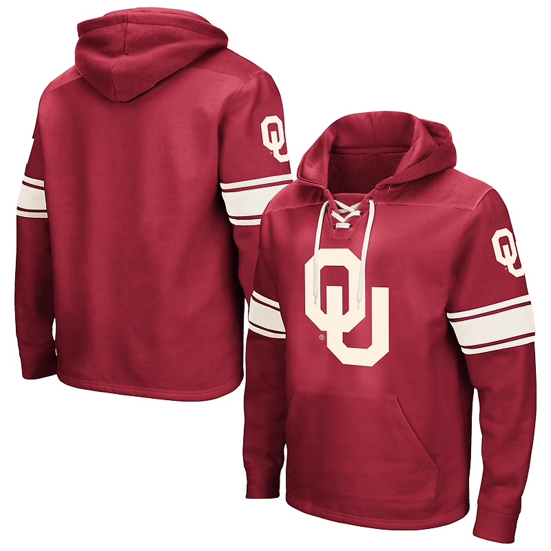Men's Colosseum Crimson Oklahoma Sooners Big & Tall Hockey Lace-Up Pullover Hoodie