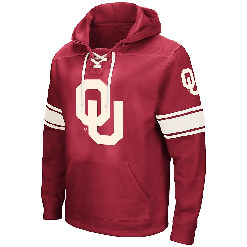 Men's Colosseum Crimson Oklahoma Sooners Big & Tall Hockey Lace-Up Pullover Hoodie