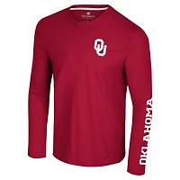 T-shirt à manches longues avec logo Colosseum Crimson Oklahoma Sooners Lockup 3-Hit Active Blend pour hommes