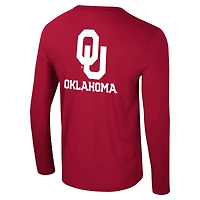T-shirt à manches longues avec logo Colosseum Crimson Oklahoma Sooners Lockup 3-Hit Active Blend pour hommes