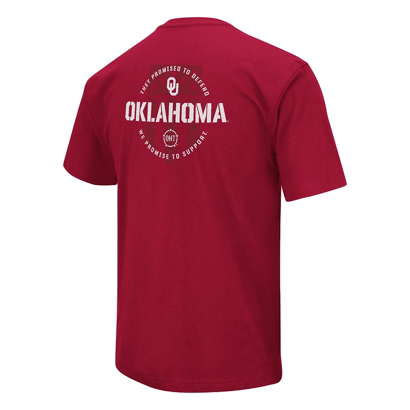 T-shirt d'appréciation militaire Colosseum Crimson Oklahoma Sooners OHT pour homme
