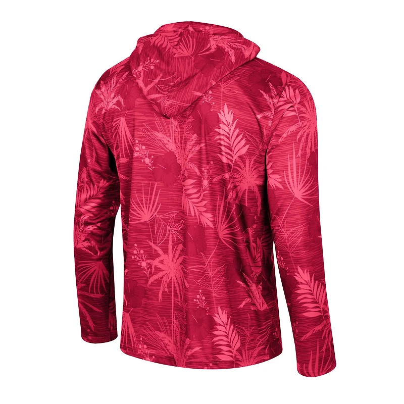 Haut à capuche léger avec fermeture éclair sur un quart de pouce imprimé Colosseum Crimson Oklahoma Sooners Palms pour hommes