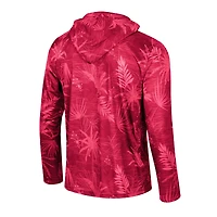 Haut à capuche léger avec fermeture éclair sur un quart de pouce imprimé Colosseum Crimson Oklahoma Sooners Palms pour hommes