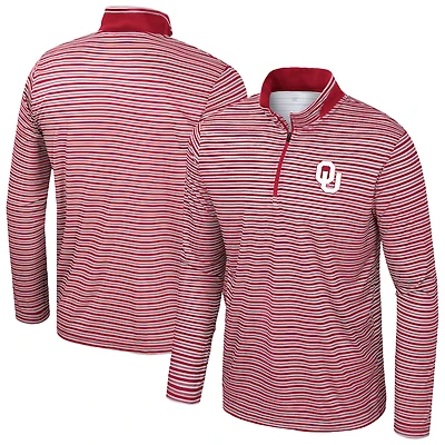 Men's Colosseum Crimson Oklahoma Sooners Striped Quarter-Zip Top