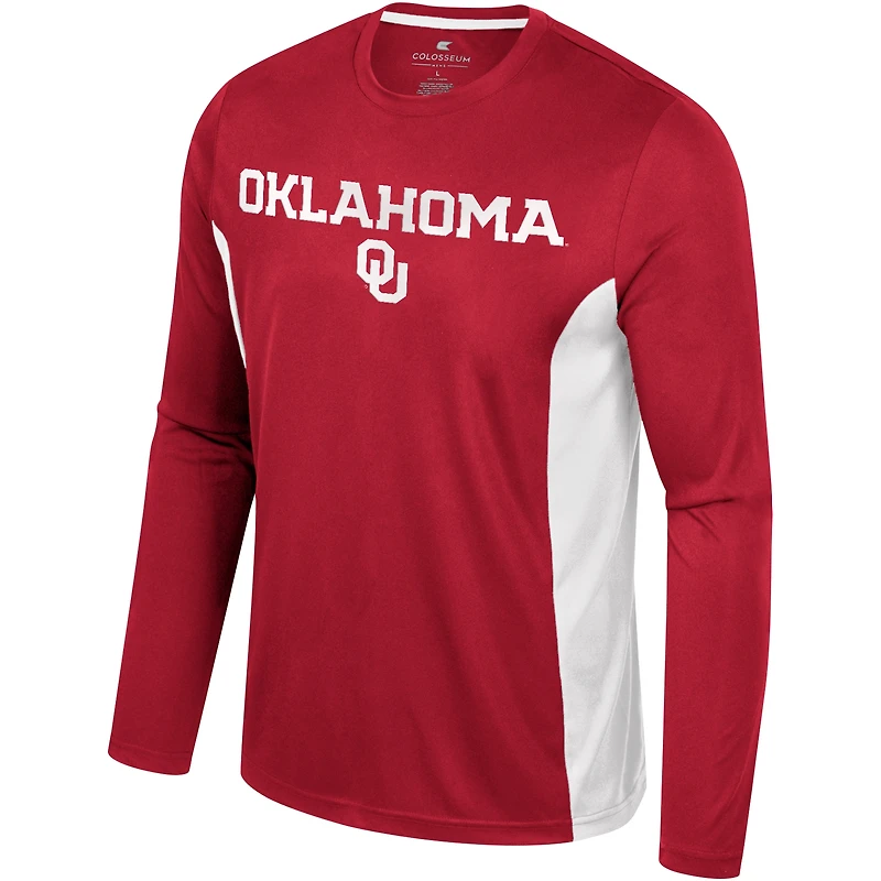 Men's Colosseum Crimson Oklahoma Sooners Warm Up Long Sleeve T-Shirt