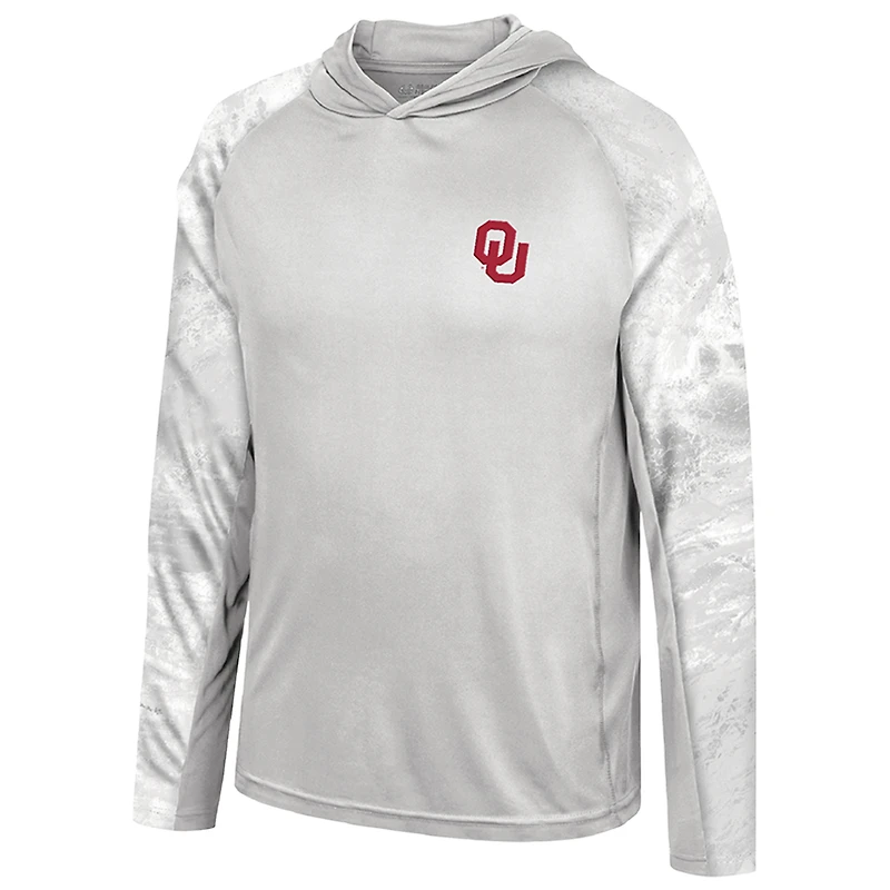 Colosseum Grey/Realtree Camo Oklahoma Sooners Gulf Stream Raglan T-shirt à capuche manches longues pour homme