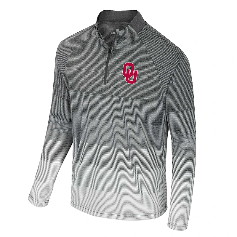 Men's Colosseum  Gray Oklahoma Sooners AI Striped Mesh Quarter-Zip Raglan Windshirt