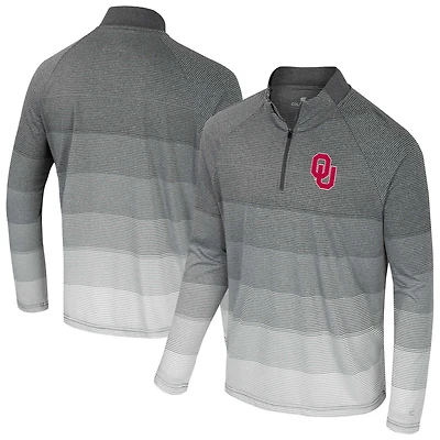 Coupe-vent à glissière quart de zip en maille rayée Oklahoma Sooners AI pour homme Colosseum Gray