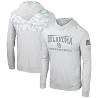 T-shirt à capuche manches longues pour hommes Colosseum Grey Oklahoma Sooners OHT Military Appréciation