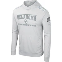 T-shirt à capuche manches longues pour hommes Colosseum Grey Oklahoma Sooners OHT Military Appréciation