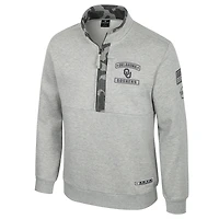Men's Colosseum Heather Gray Oklahoma Sooners OORAH OHT Military Appreciation Fleece Quarter-Zip Jacket