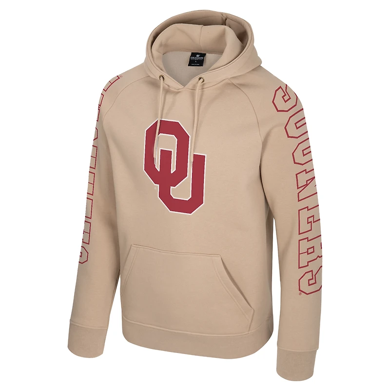 Men's Colosseum Tan Oklahoma Sooners Big Break Raglan Hoodie