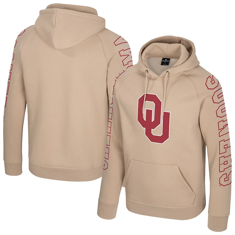Men's Colosseum Tan Oklahoma Sooners Big Break Raglan Hoodie