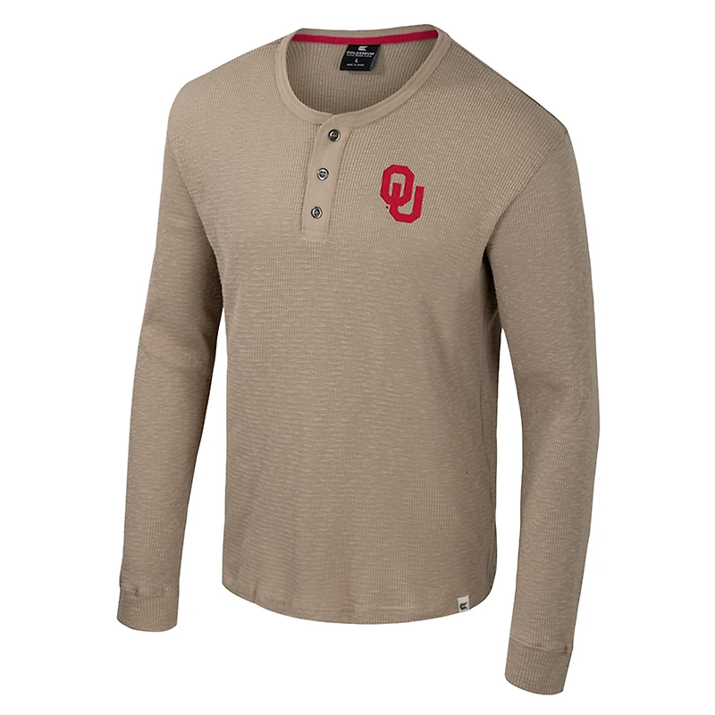 Chemise Henley à manches longues Great Outdoors pour homme Colosseum Tan Oklahoma Sooners