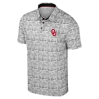 Men's Colosseum White Oklahoma Sooners Big & Tall It's Time! Allover Printed Polo