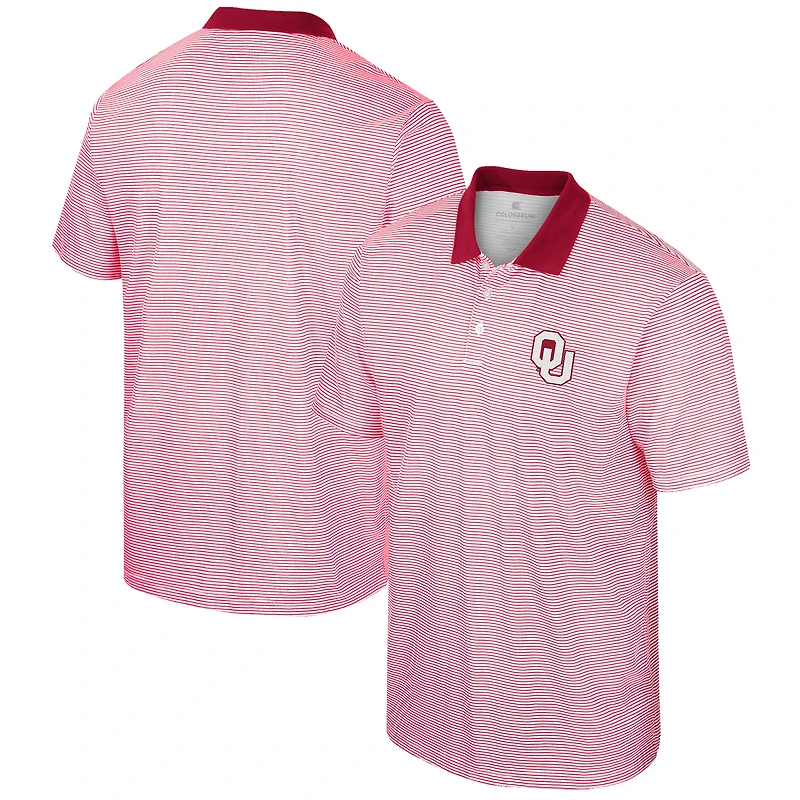 Polo Colosseum Homme Blanc À Rayures Oklahoma Sooners Imprimé