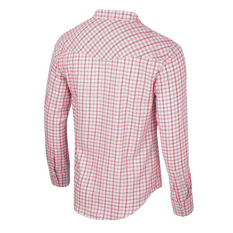 Chemise à manches longues et boutons-pression pour hommes Colosseum x Wrangler White Oklahoma Sooners carreaux avec fenêtre