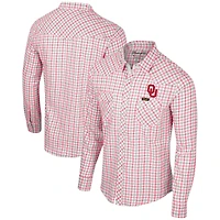Chemise à manches longues et boutons-pression pour hommes Colosseum x Wrangler White Oklahoma Sooners carreaux avec fenêtre