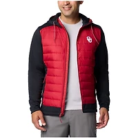 Veste à capuche hybride entièrement zippée Columbia Out-Shield pour homme, couleur cramoisie/noire, Oklahoma Sooners