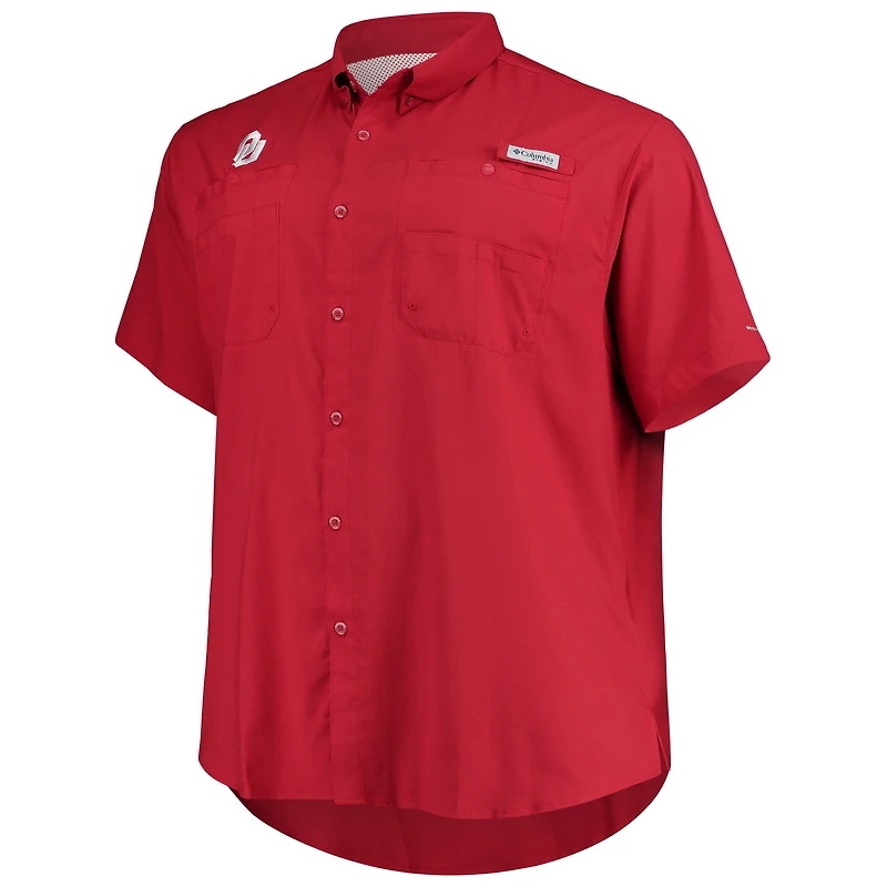 Chemise boutonnée Columbia blanche Oklahoma Sooners pour homme, grande taille, Tamiami Omni-Shade