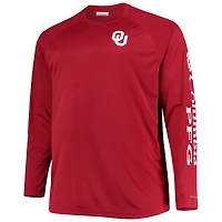 T-shirt à manches longues Columbia Crimson Oklahoma Sooners Big & Tall Terminal Tackle Raglan Omni-Shade pour homme