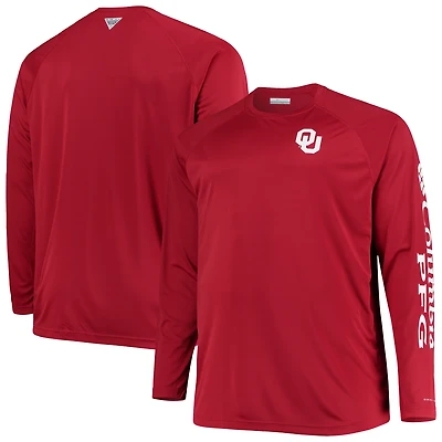 T-shirt à manches longues Columbia Crimson Oklahoma Sooners Big & Tall Terminal Tackle Raglan Omni-Shade pour homme