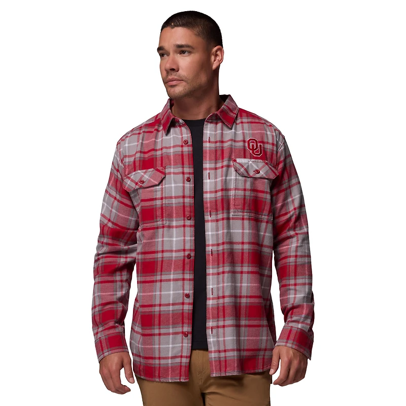 Chemise boutonnée à manches longues en flanelle Omni-Wick pour homme Columbia Crimson Oklahoma Sooners Flare Gun