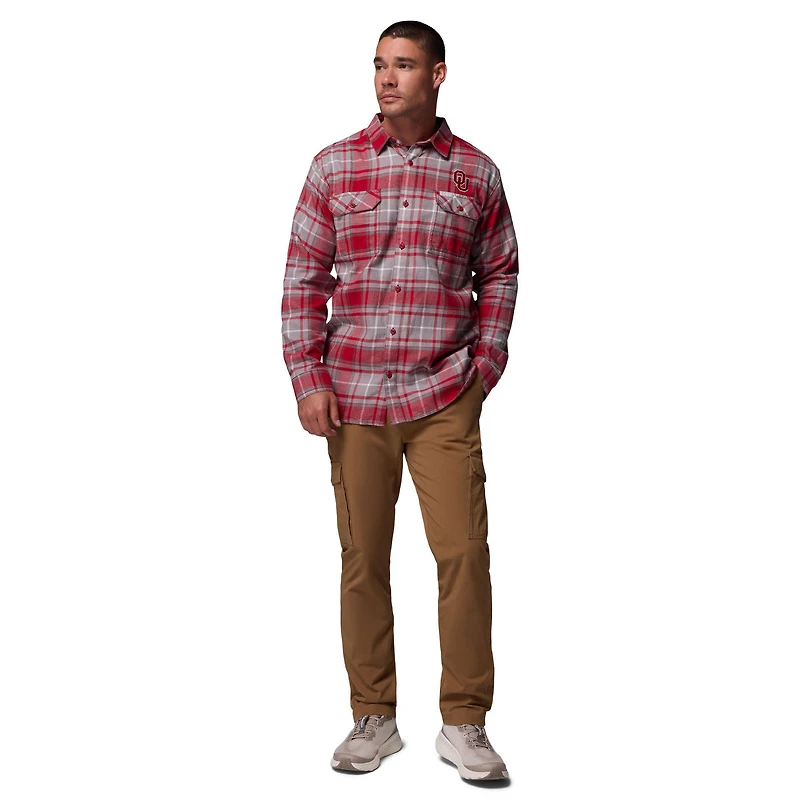 Chemise boutonnée à manches longues en flanelle Omni-Wick pour homme Columbia Crimson Oklahoma Sooners Flare Gun