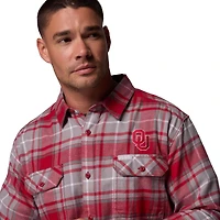 Chemise boutonnée à manches longues en flanelle Omni-Wick pour homme Columbia Crimson Oklahoma Sooners Flare Gun