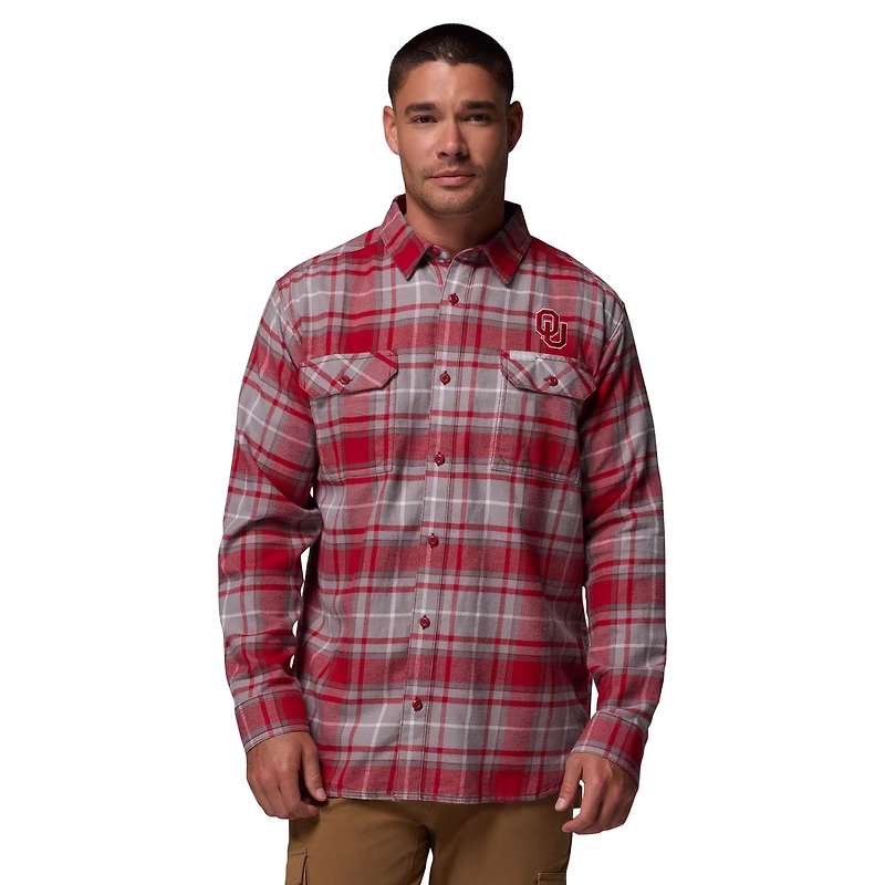 Chemise boutonnée à manches longues en flanelle Omni-Wick pour homme Columbia Crimson Oklahoma Sooners Flare Gun
