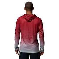 Men's Columbia  Crimson Oklahoma Sooners PFG Gradient Water Super Terminal Tackle Hoodie Omni-Wick T-Shirt