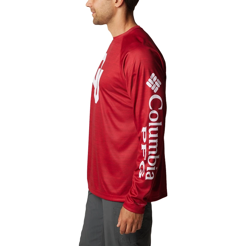 T-shirt à manches longues raglan Columbia Crimson Oklahoma Sooners PFG Terminal Tackle Omni-Shade pour homme