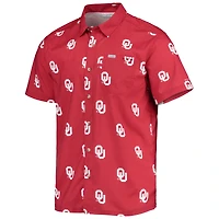 Men's Columbia Crimson Oklahoma Sooners Super Slack Tide Omni-Shade Button-Up Shirt
