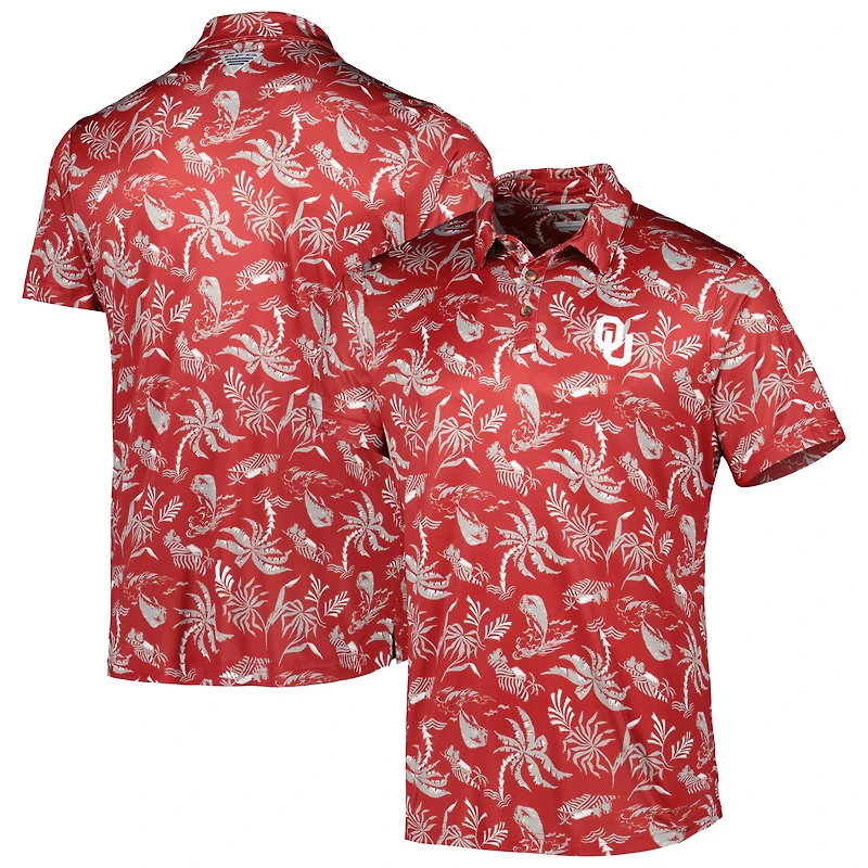 Polo Columbia Crimson Oklahoma Sooners Super Terminal Tackle Omni-Shade pour homme