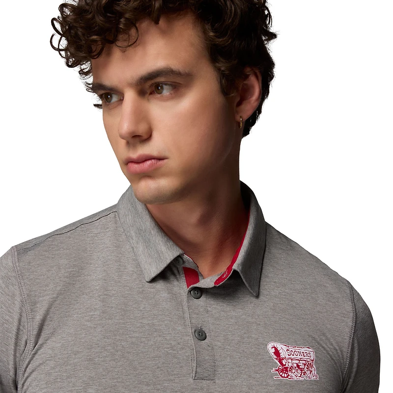Polo Tech Trail gris Columbia pour homme des Sooners de l'Oklahoma