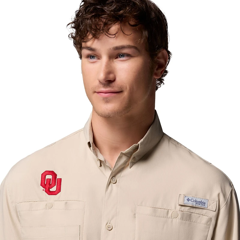 Chemise boutonnée Columbia Tan Oklahoma Sooners Tamiami Omni-Shade pour homme