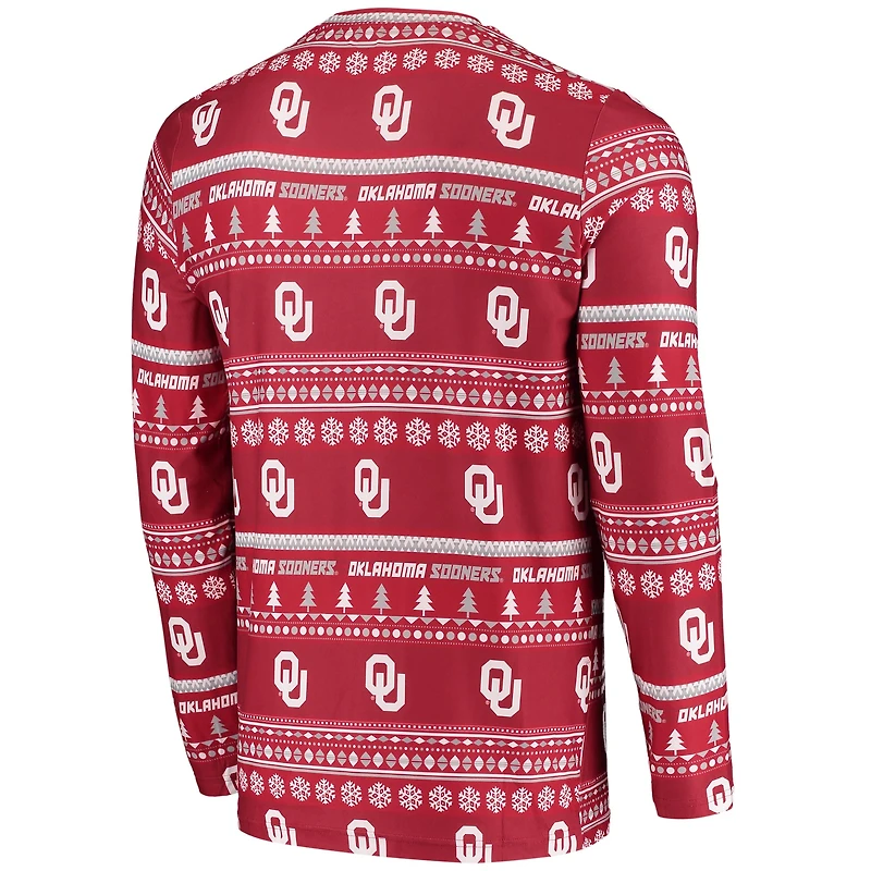 Concepts Sport Crimson Oklahoma Sooners Ugly Sweater Knit Haut à manches longues et pantalon pour homme